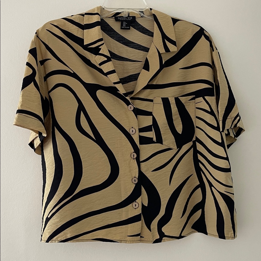 Rachel Zoe Black and Tan Patterned Shirt